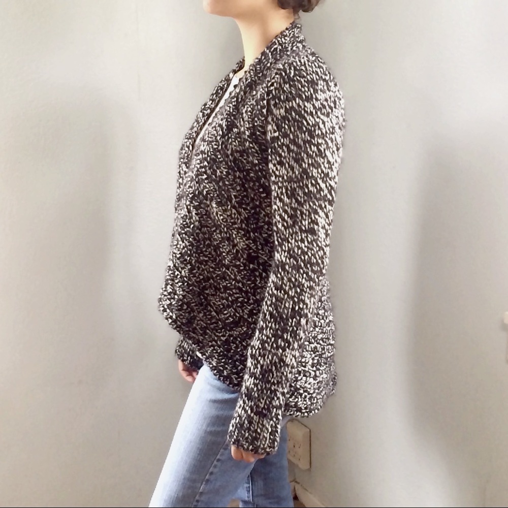 Express Black White Chunky Knit Cozy Cardigan XS - Picture 7 of 8
